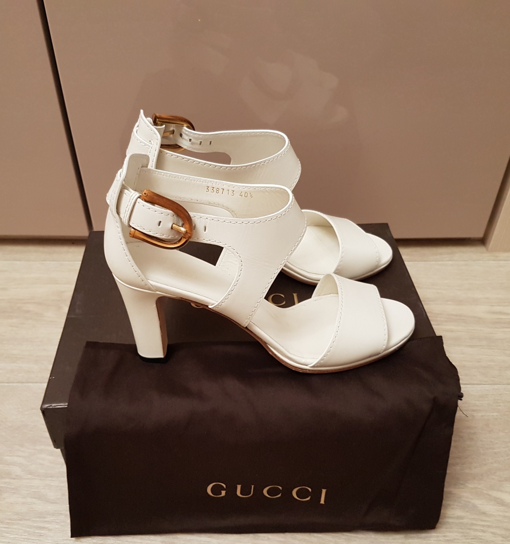 Белые босоножки Gucci, кожа, размер 40-40,5