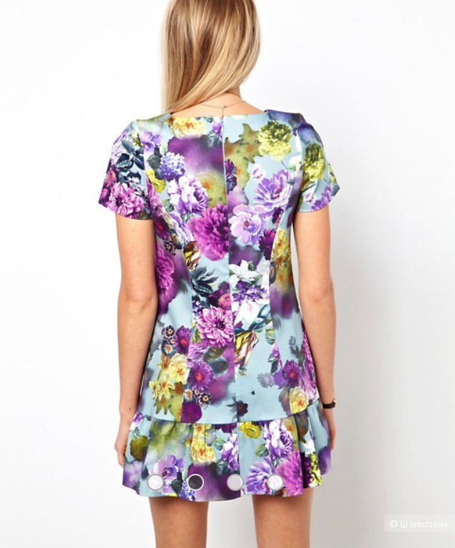 Платье мини с цветочным принтом с заниженной талией ASOS UK8 новое