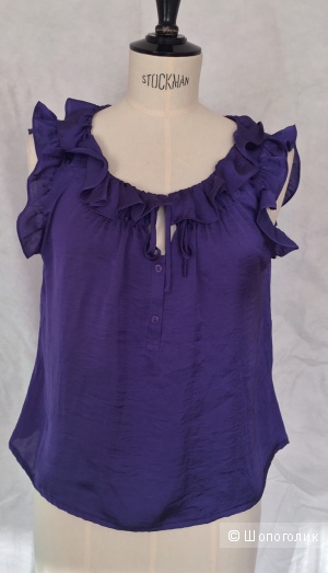 Блузка с рюшами красивого фиолетового цвета марки Dressbarn размер L
