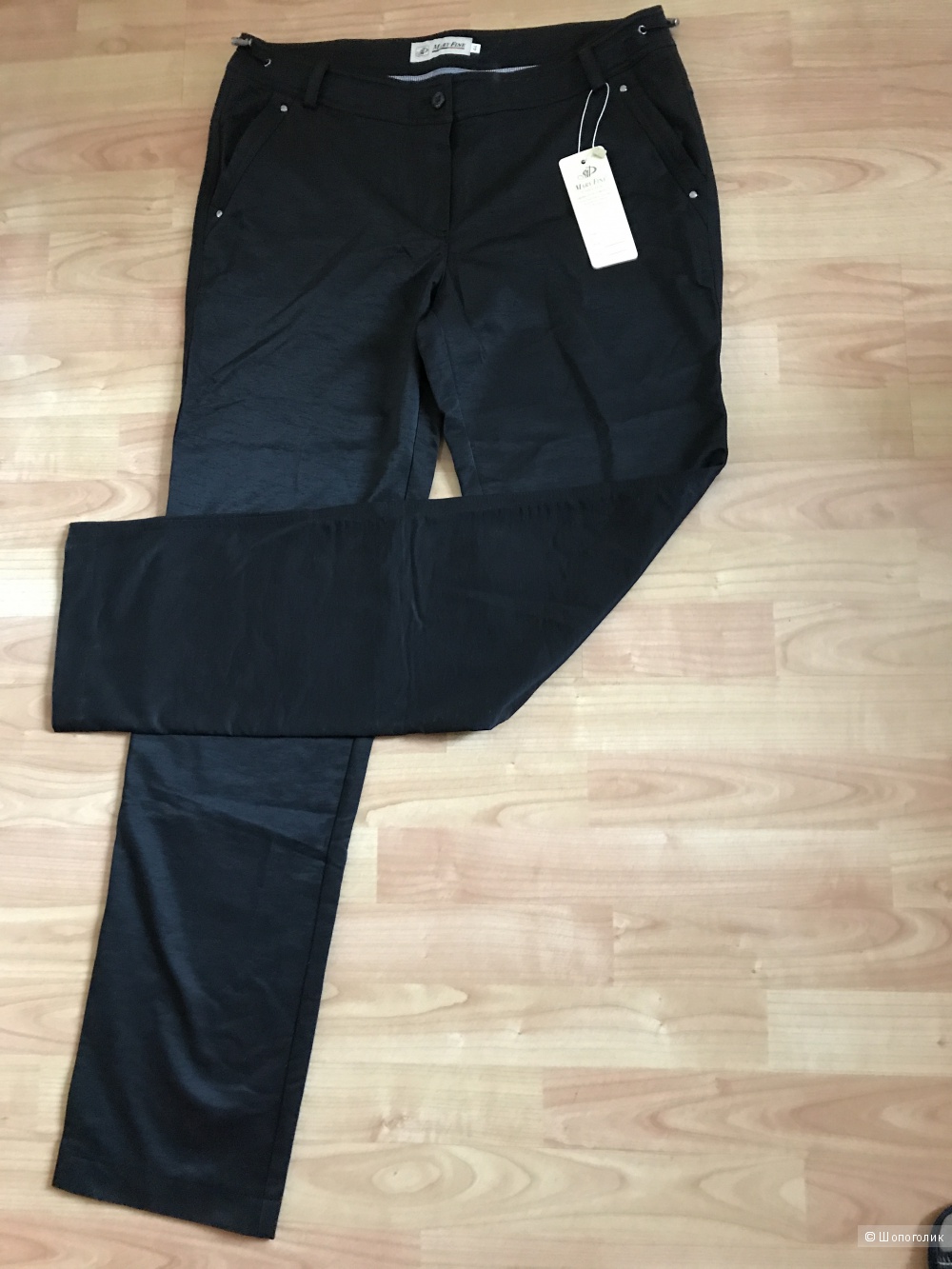 Черные новые утепленные брюки из непромокаемой ткани Mary Fine на 46-48