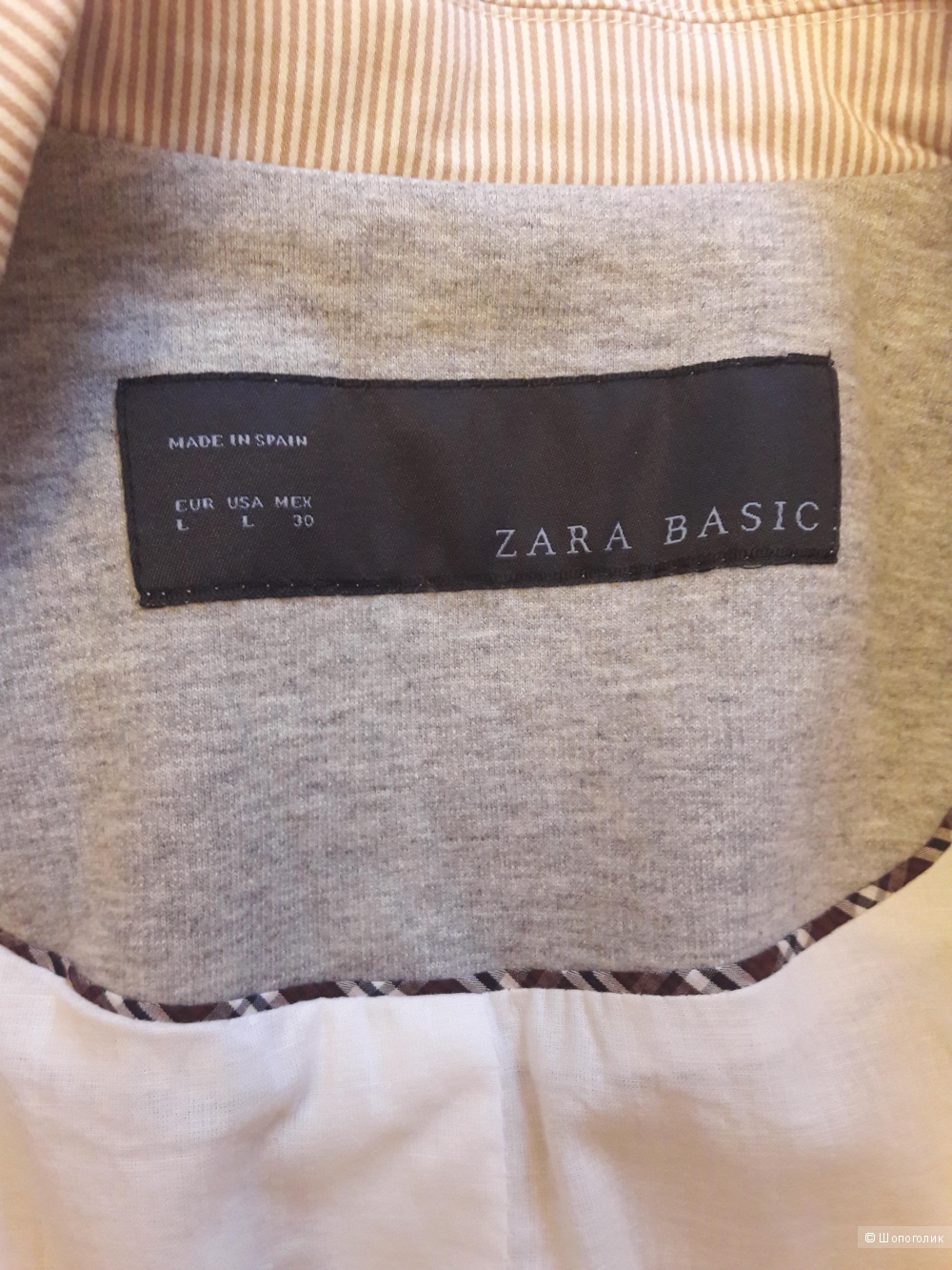 Zara Basic: стильный клубный пиджак в мелкую полоску, L