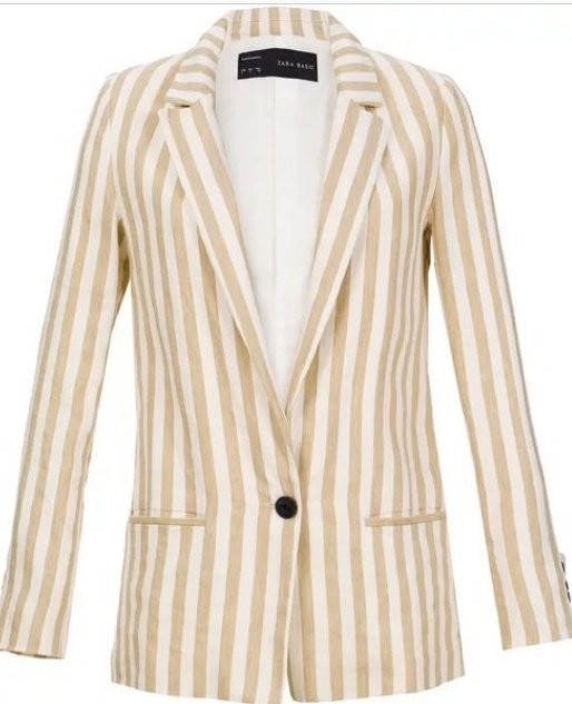 Zara Basic: стильный клубный пиджак в мелкую полоску, L