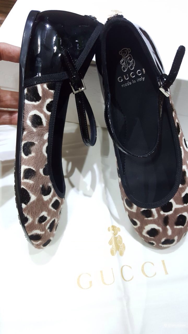GUCCI туфельки-балетки для девочки "люкс" бренда р.33 Новые.Оригинал