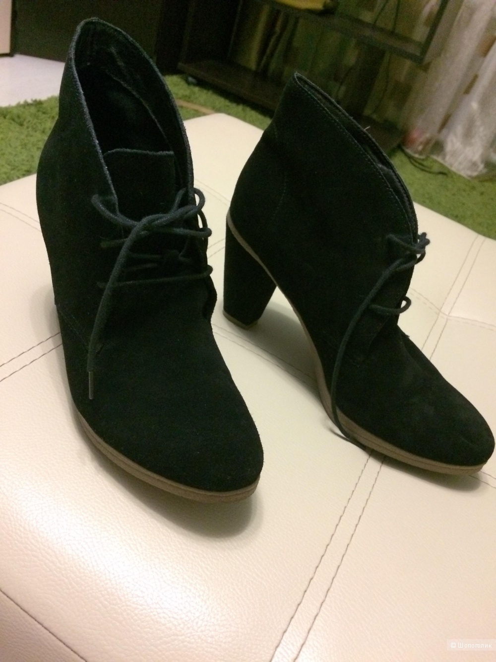 Ботинки черные замшевые 41-42 размер