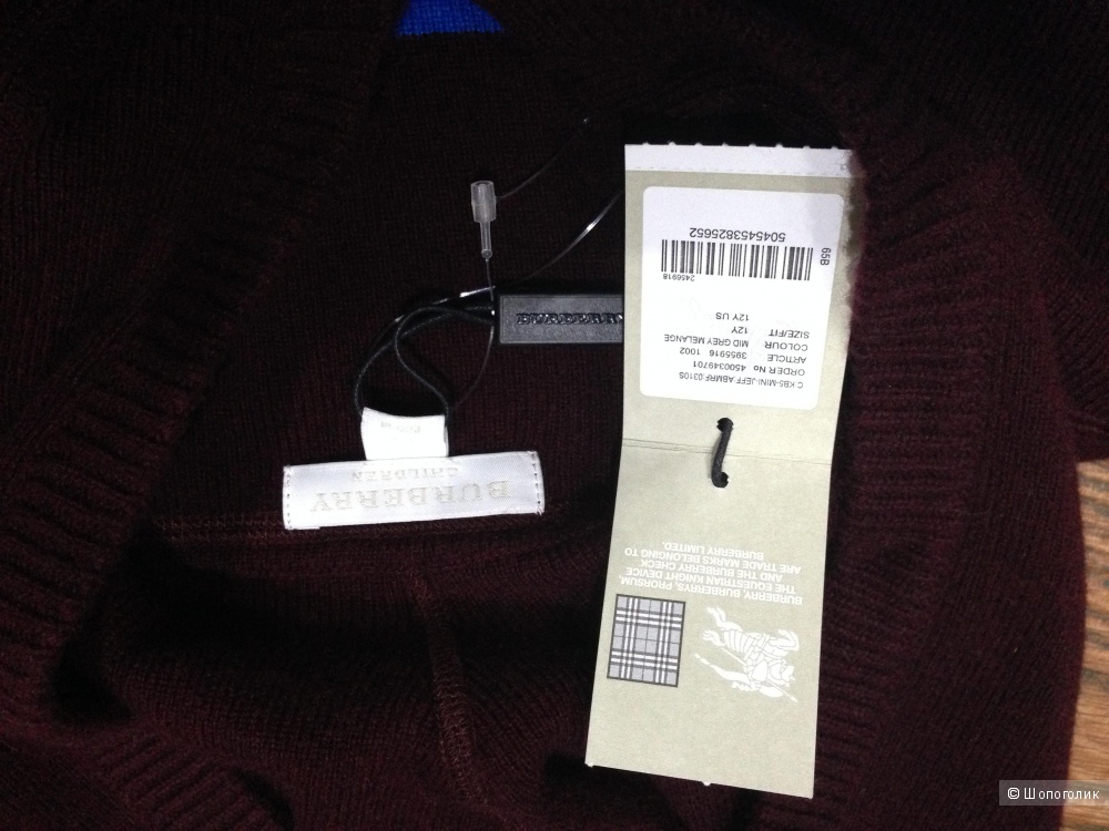 Burberry красивый свитер из кашемира. Новый.Оригинал.р.46-M
