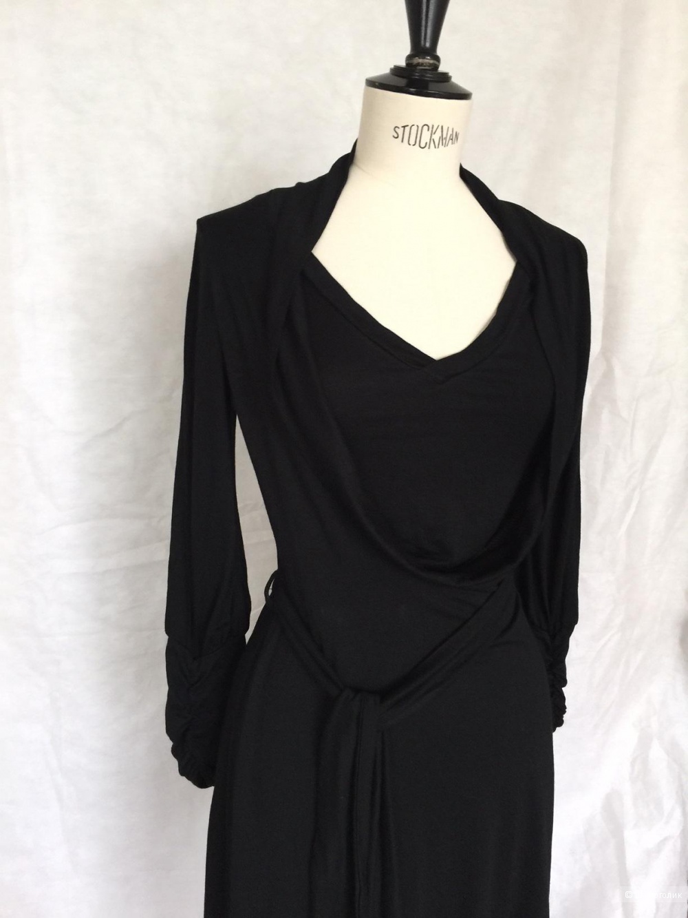 Черное французское трикотажное платье марка Malle Demoiselle  размер 42-44