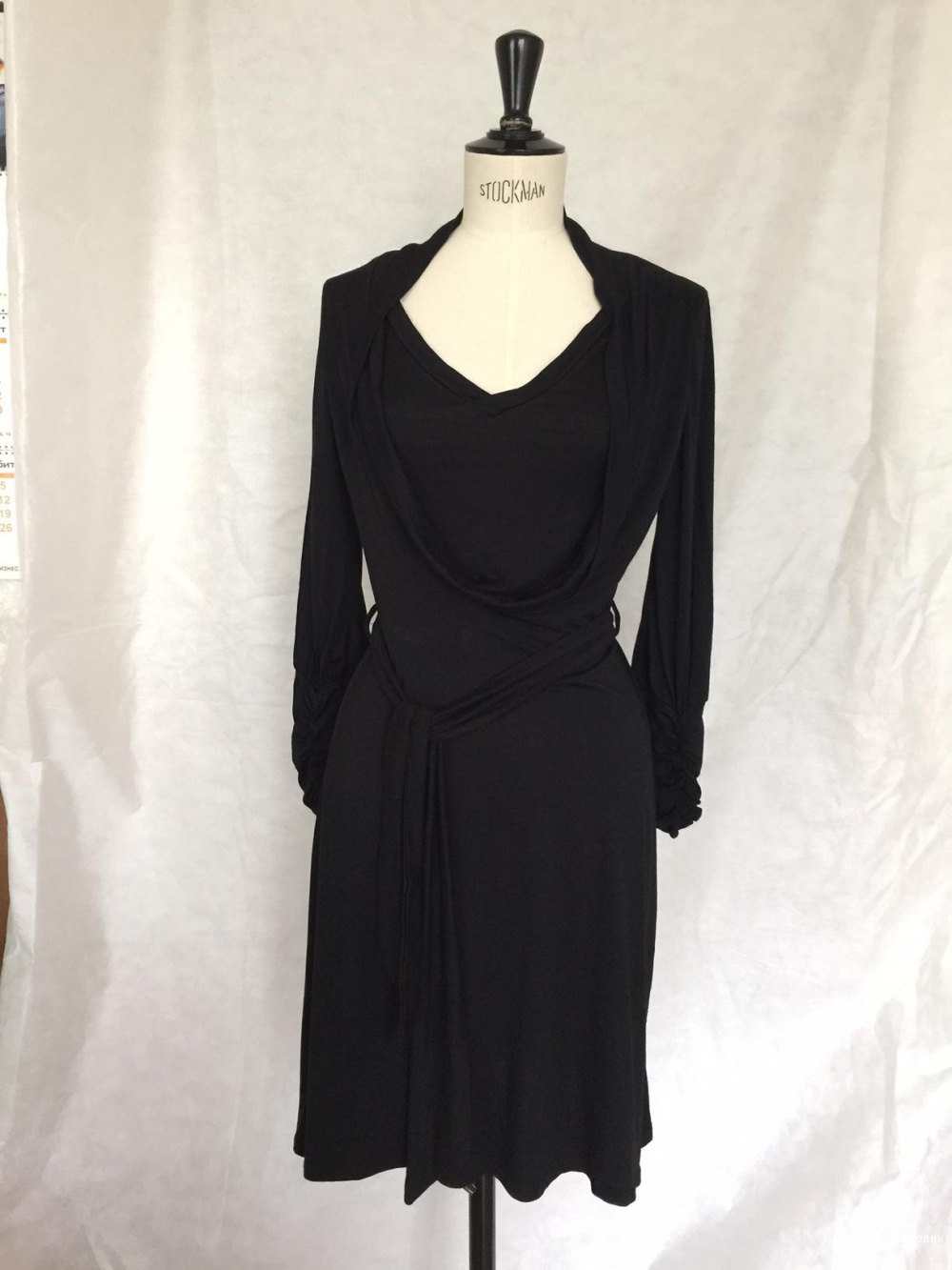 Черное французское трикотажное платье марка Malle Demoiselle  размер 42-44