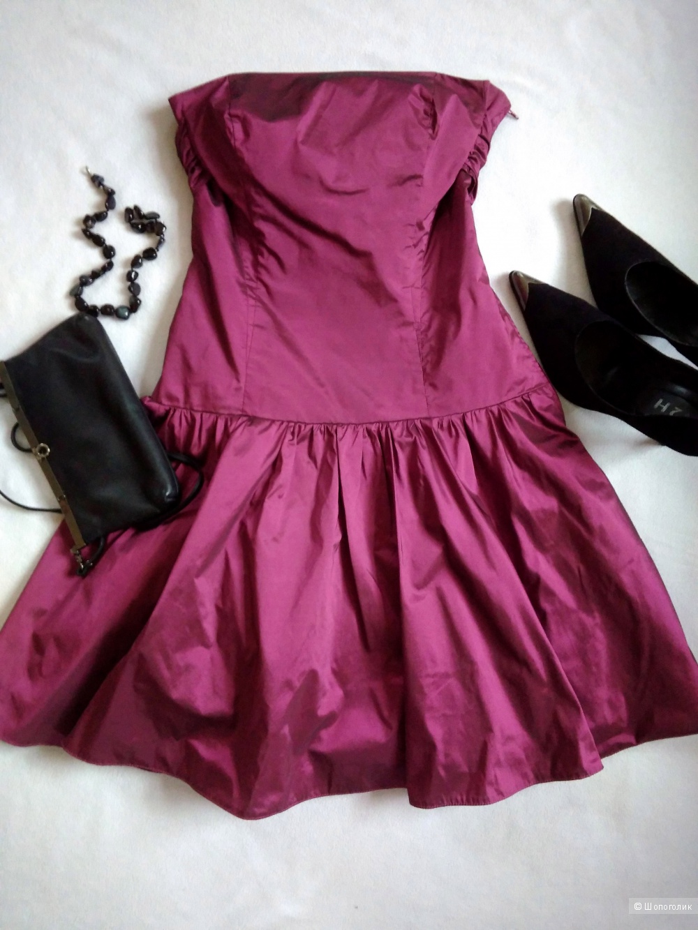Вечернее коктейльное платье Vera Mont вино-ягодного цвета р42
