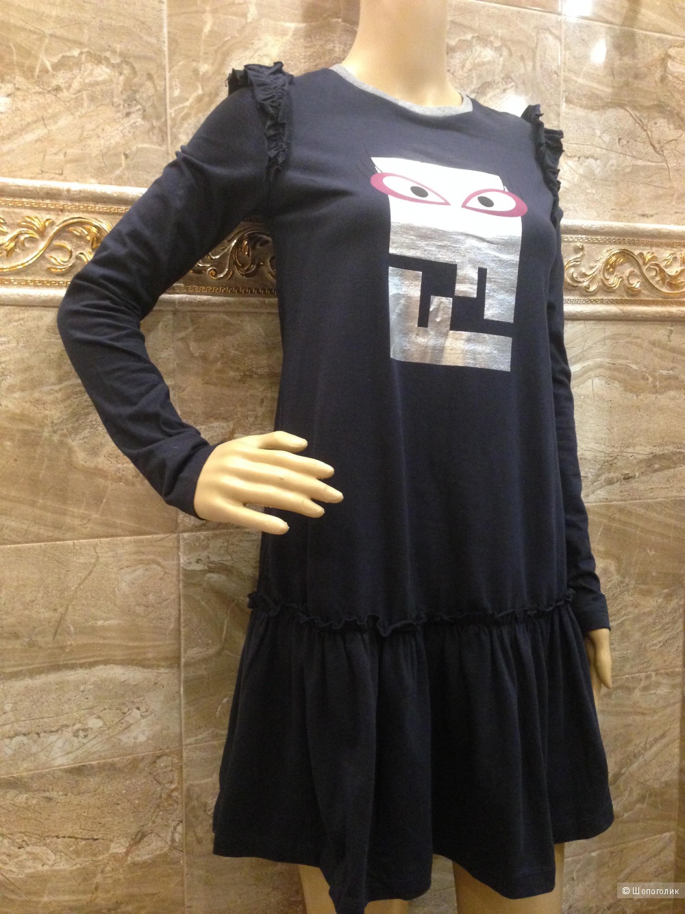 FENDI трикотажное платье из модной коллекции "монстр" р.44-S. Новое.Оригинал
