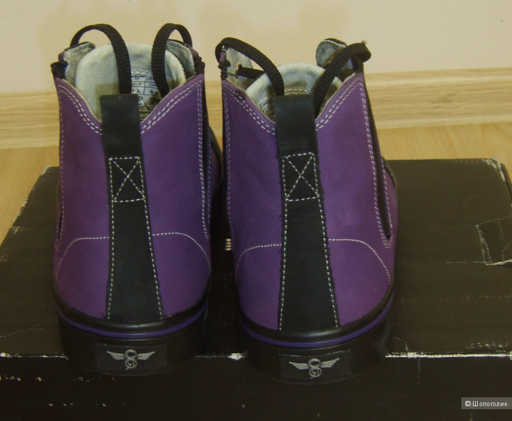 Высокие мужские кожаные кеды Recreation PONTI Select Black Grape 42,5 размер