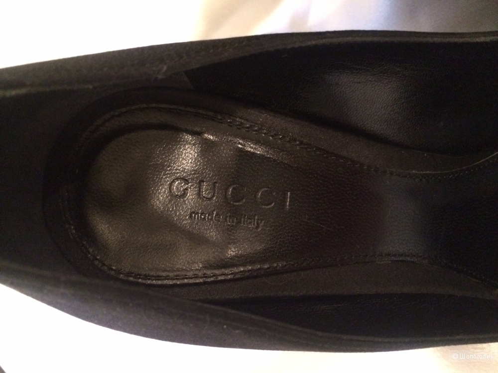 Чёрные туфли Gucci (атлас, кожа) / 36,5-37