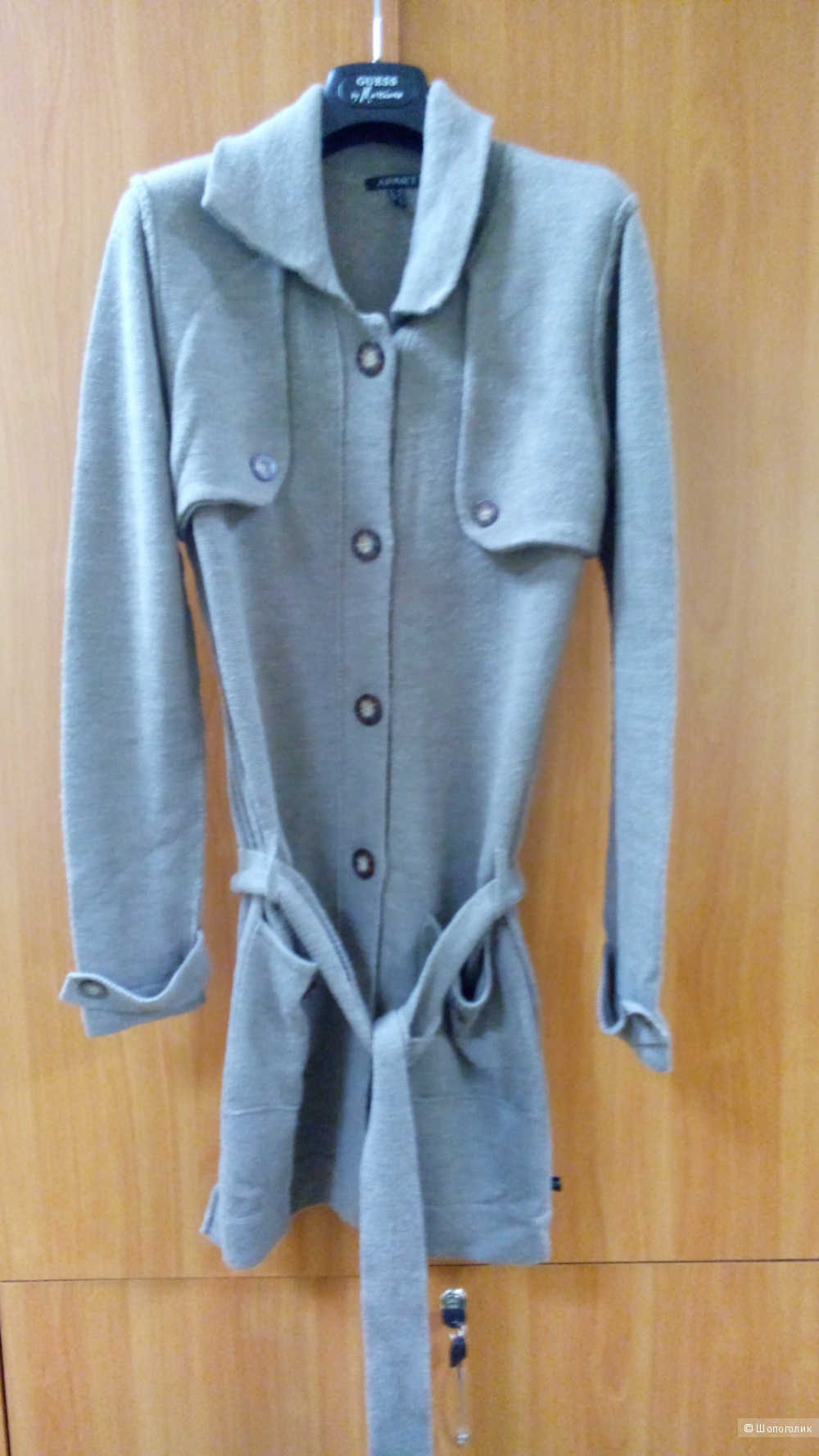 Кардиган-пальто длинный с поясом трикотаж(50 процентов шерсть) APART Германия в размере 40D 14 GB(46-48 росс)