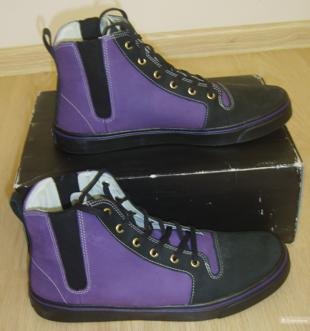 Высокие мужские кожаные кеды Recreation PONTI Select Black Grape 42,5 размер