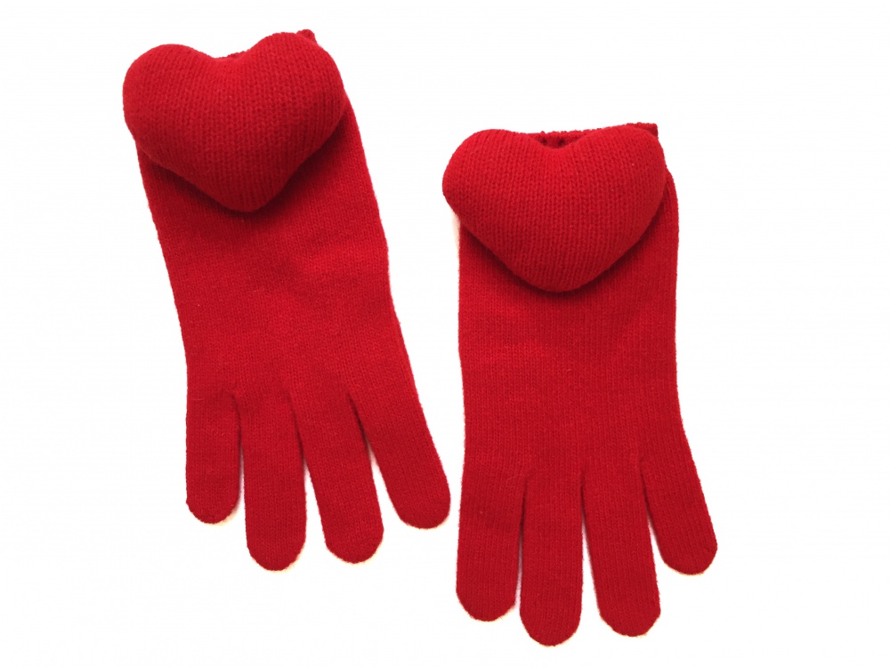 Красные перчатки Moschino Padded Heart Gloves, оригинал, размер S-M, новые