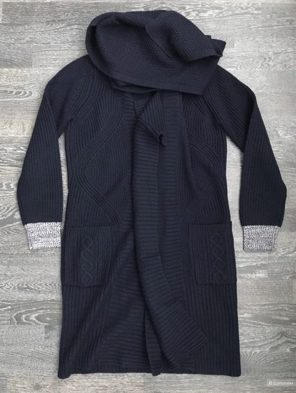 Кардиган вязаное шерстяное пальто Paul Smith Black, темно - синее, размер S