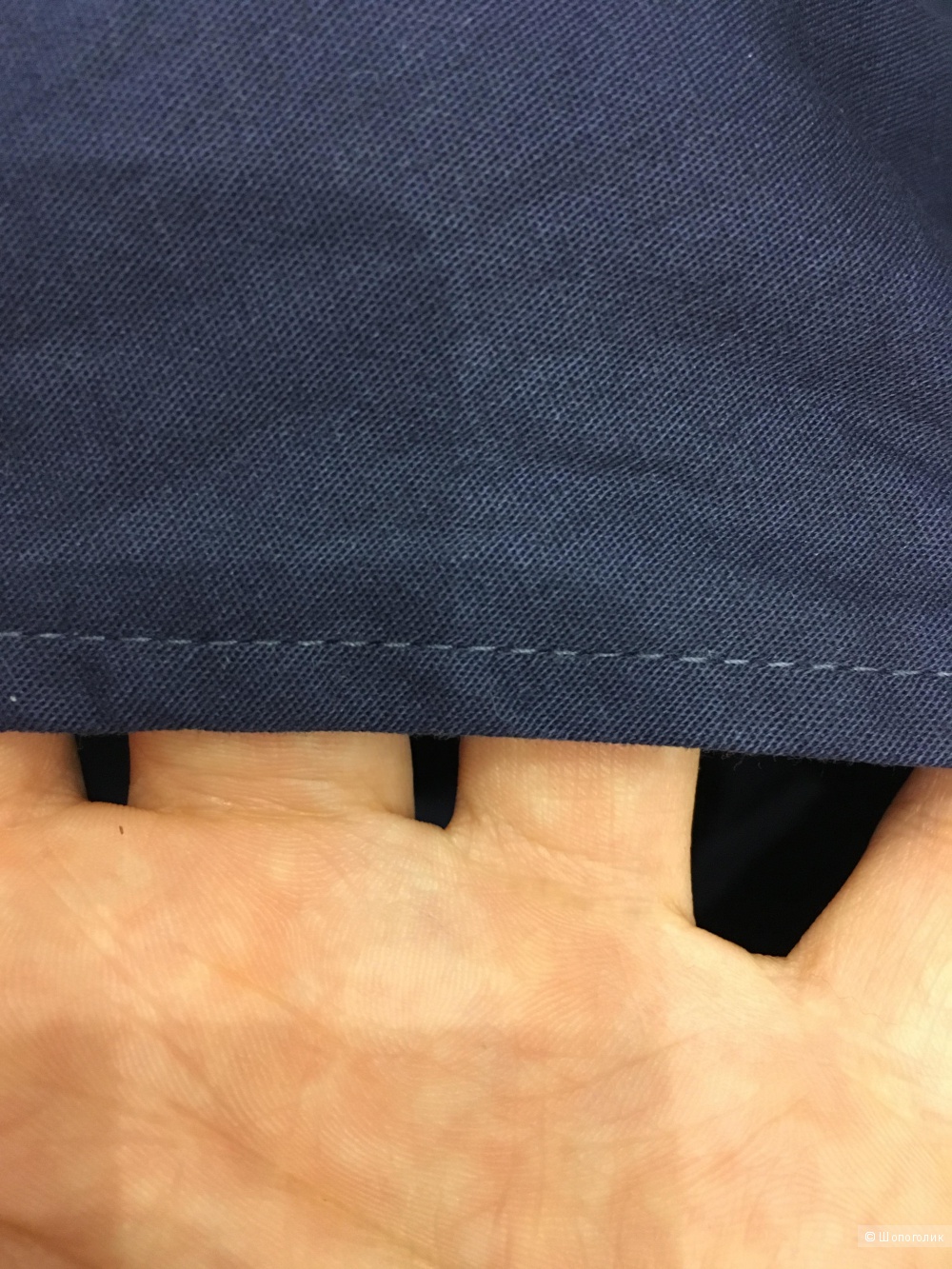 Хлопковое платье с запахом темно-синее, 52 размер