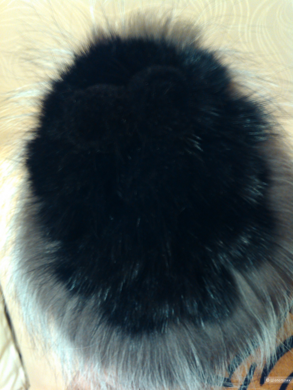 Оригинальная шапочка (норка черная + чернобурка) LEMMEX,  размер 52-56