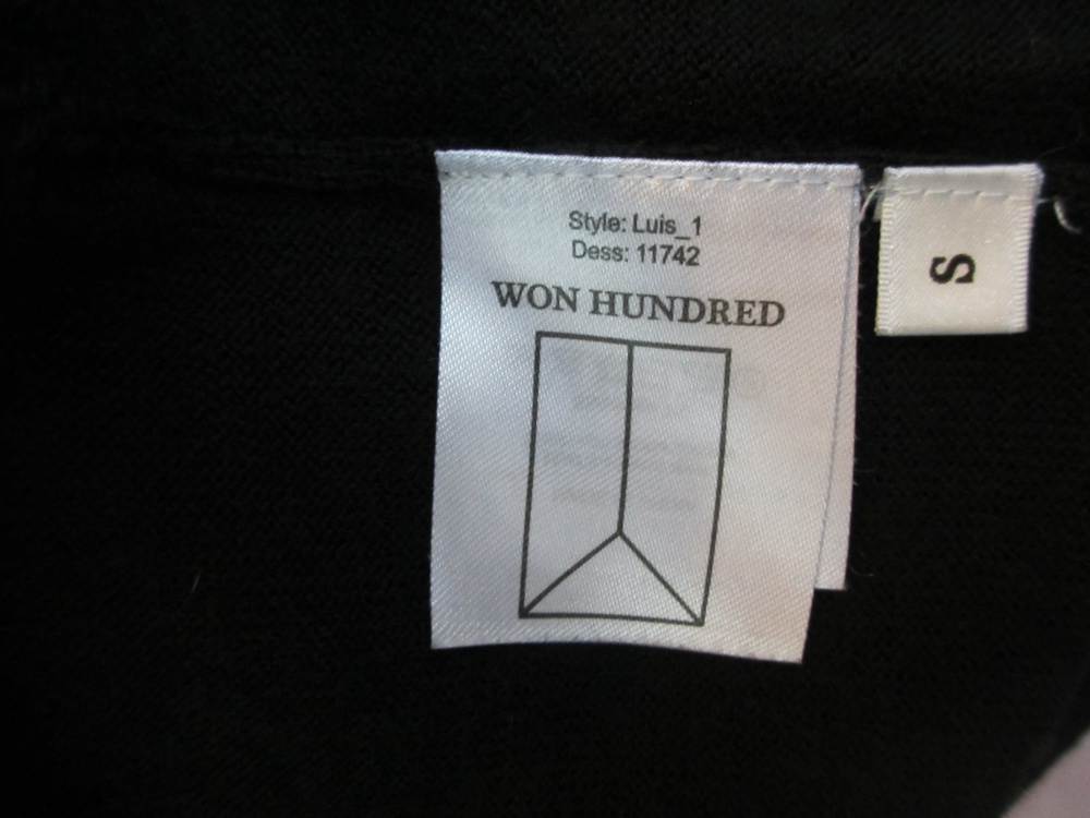 Черный свитер WON HUNDRED, размер S (большемерный)