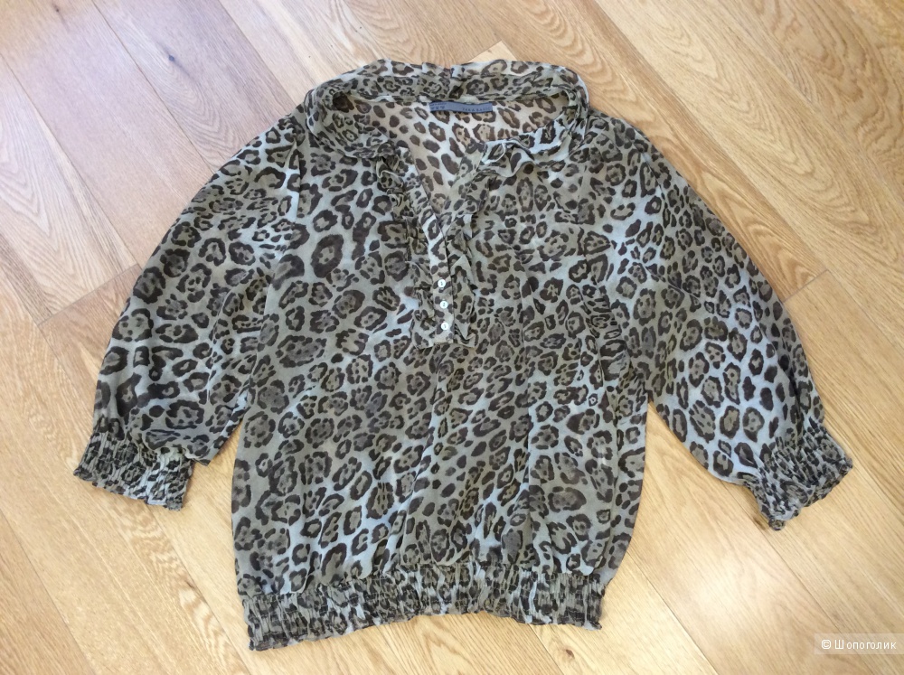 Шифоновая блузка с леопардовым принтом Zara р. XL (на 46-50)