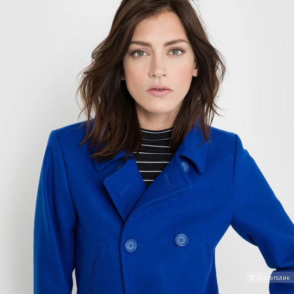 Пальто синее с шерстью 48-50 размер
