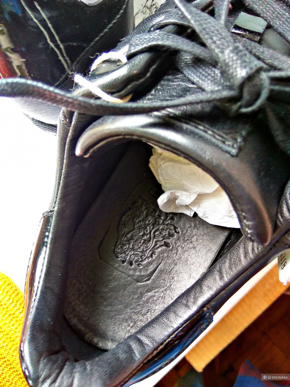 Кожаные лакированные черные кроссовки Mr.Hare р.39
