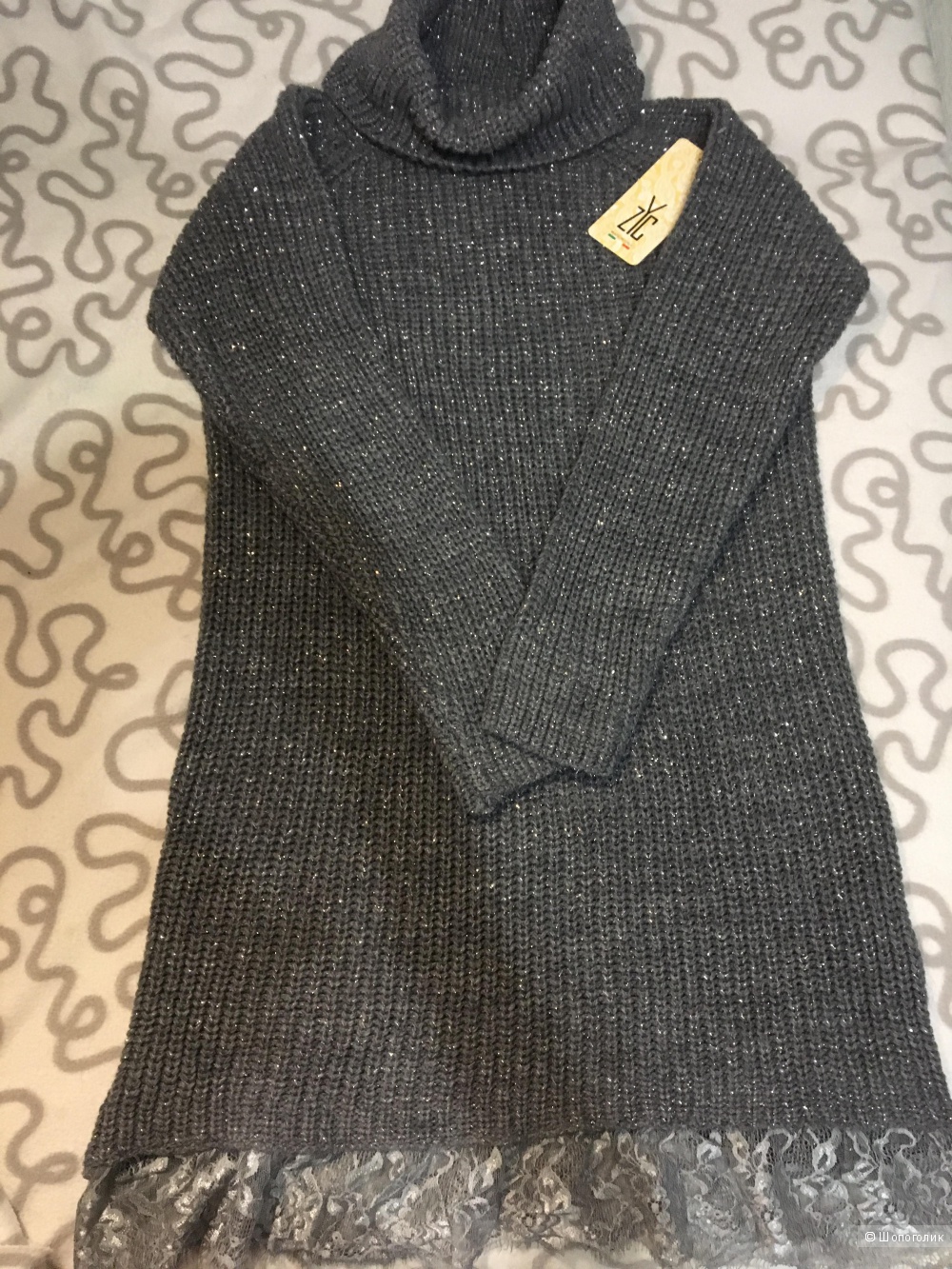 Платье с кружевом Италия, one size, акрил