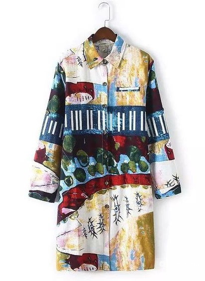 Новое платье-рубашка (лен-хлопок) сумасшедший этнический принт, No Name, р.46-48-50