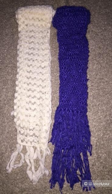 Два шарфа из акрила (белый и фиолетовый цвета)