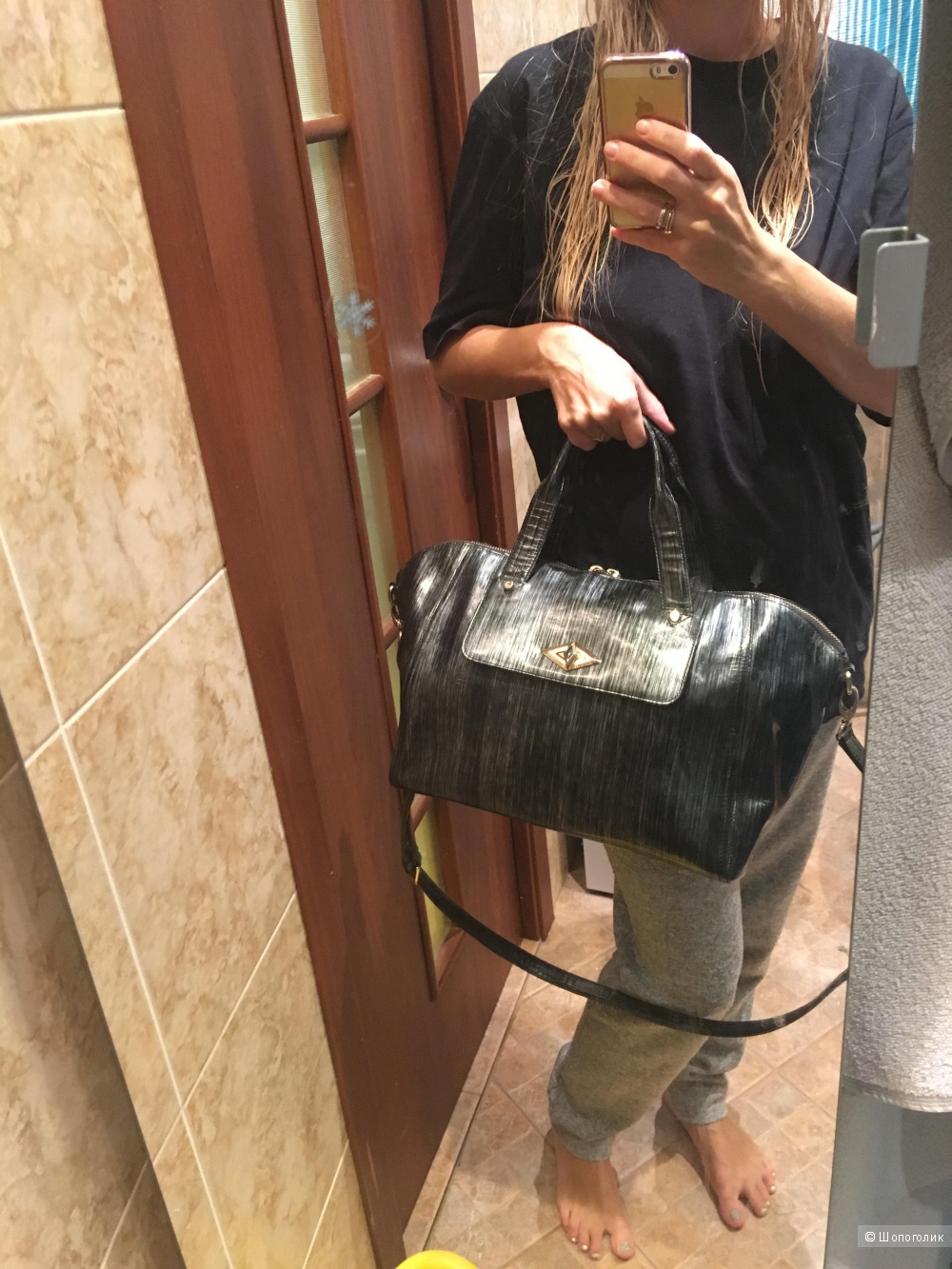 Вместительная кожаная сумка Eleganzza