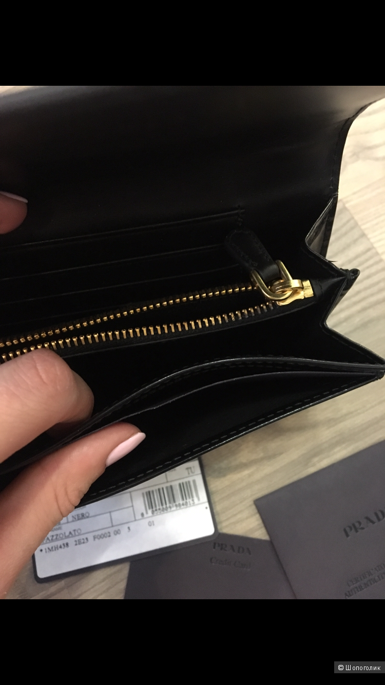 Лаковый кошелёк Prada чёрный оригинал