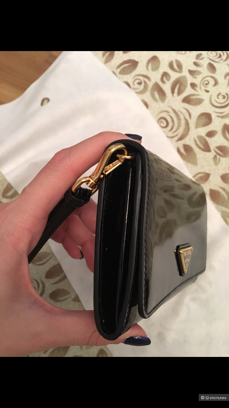Лаковый кошелёк Prada чёрный оригинал