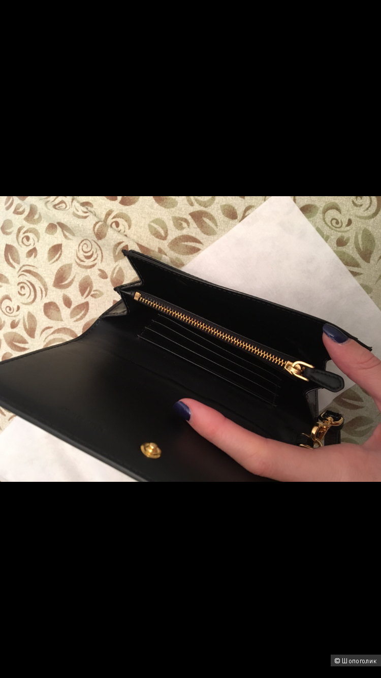 Лаковый кошелёк Prada чёрный оригинал