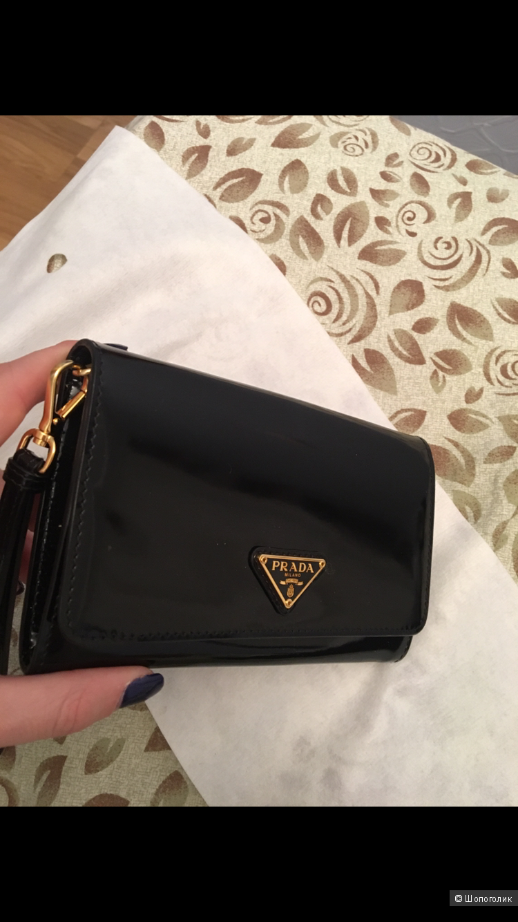 Лаковый кошелёк Prada чёрный оригинал