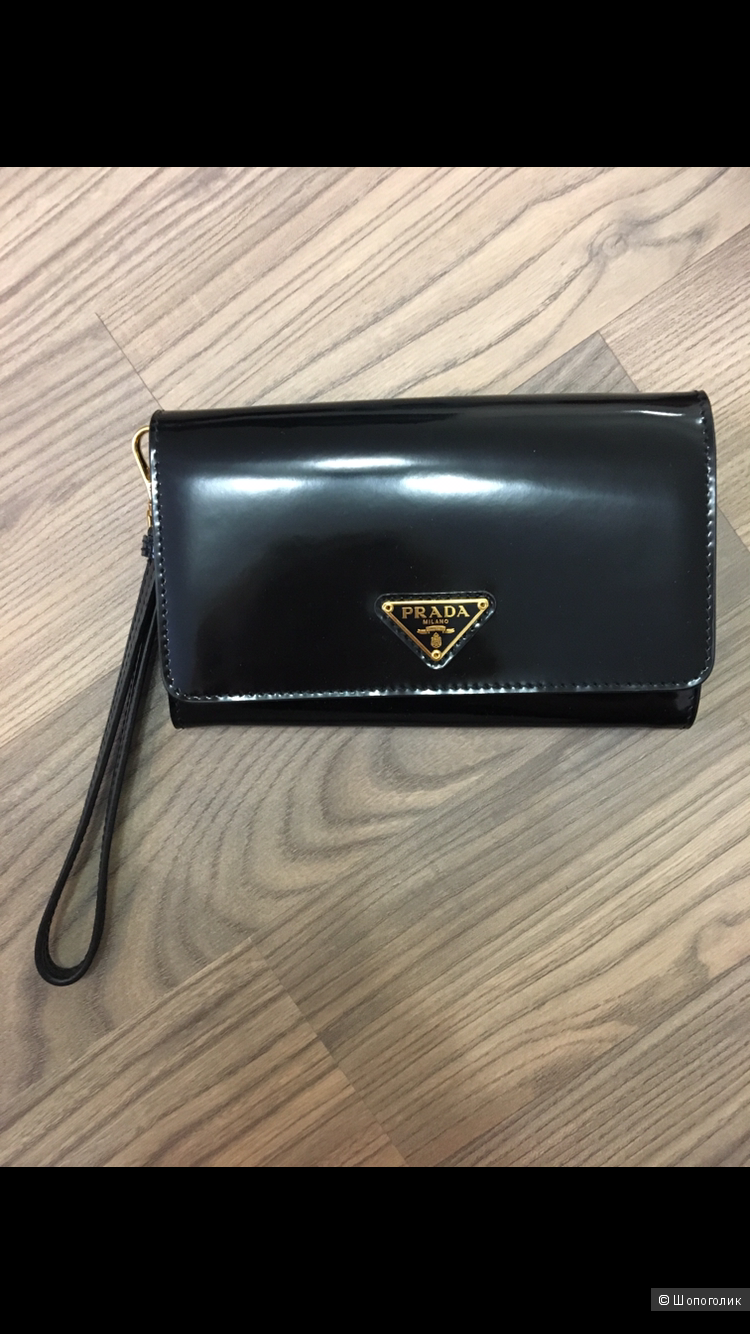 Лаковый кошелёк Prada чёрный оригинал