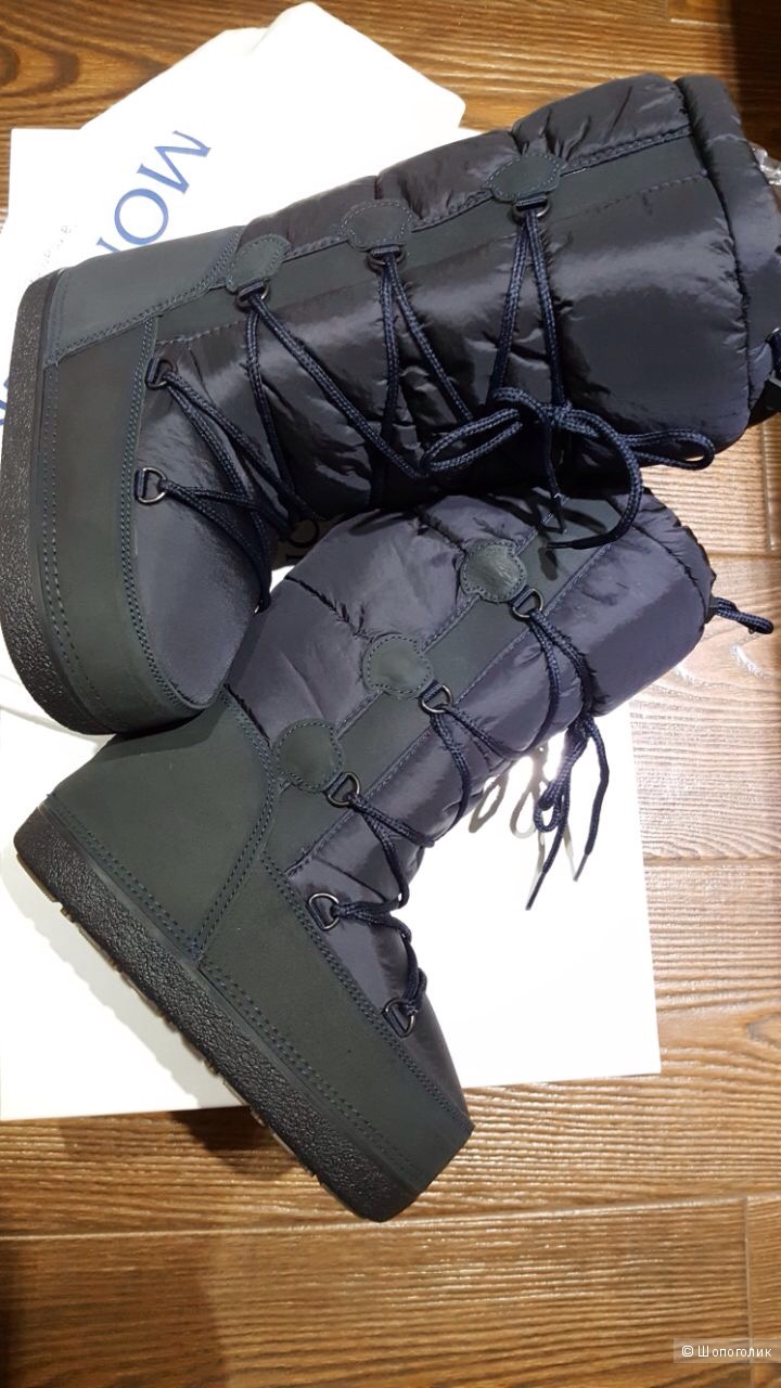MONCLER зимние сапоги на шнуровке-луноходы -сноубутсы для девочки р.32-33-34 .Новые