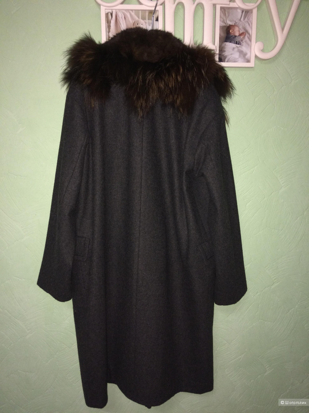 Шерстяное пальто оверсайз с натуральным мехом H&M 48-50-52 размер