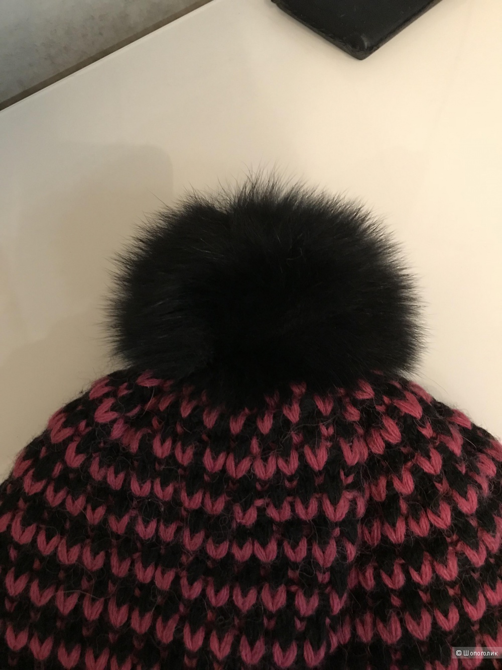 Новая теплая черно-розовая шапка от Fabretti (one size)