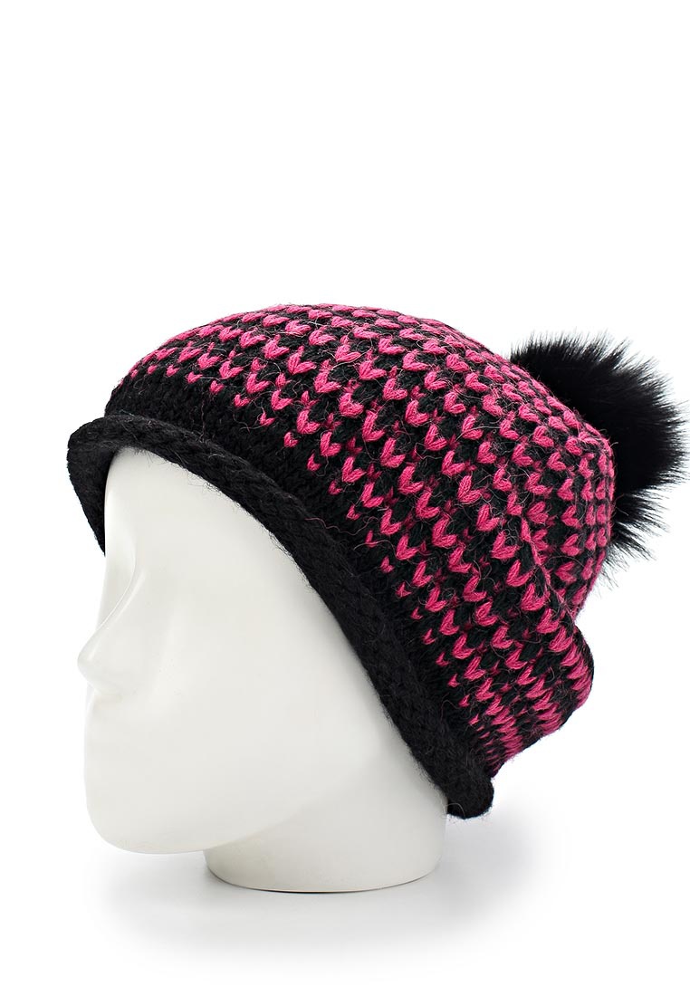 Новая теплая черно-розовая шапка от Fabretti (one size)