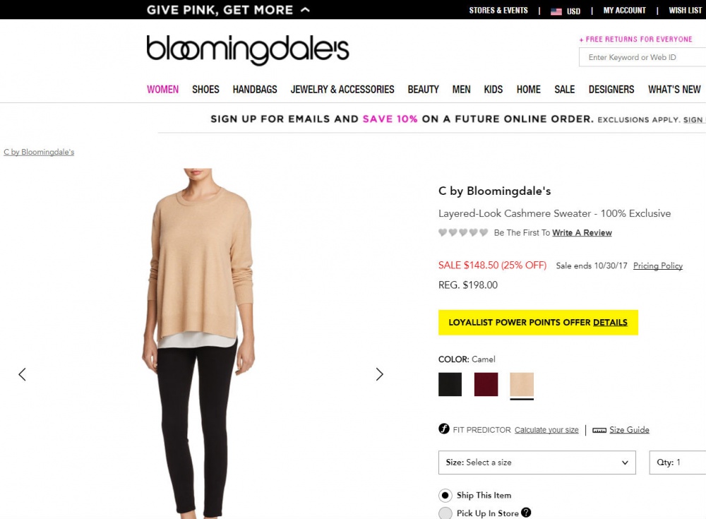 Кашемировый свитер с эффектом двухслойности C by Bloomingdale's, размер S-M, 100% кашемир, новый