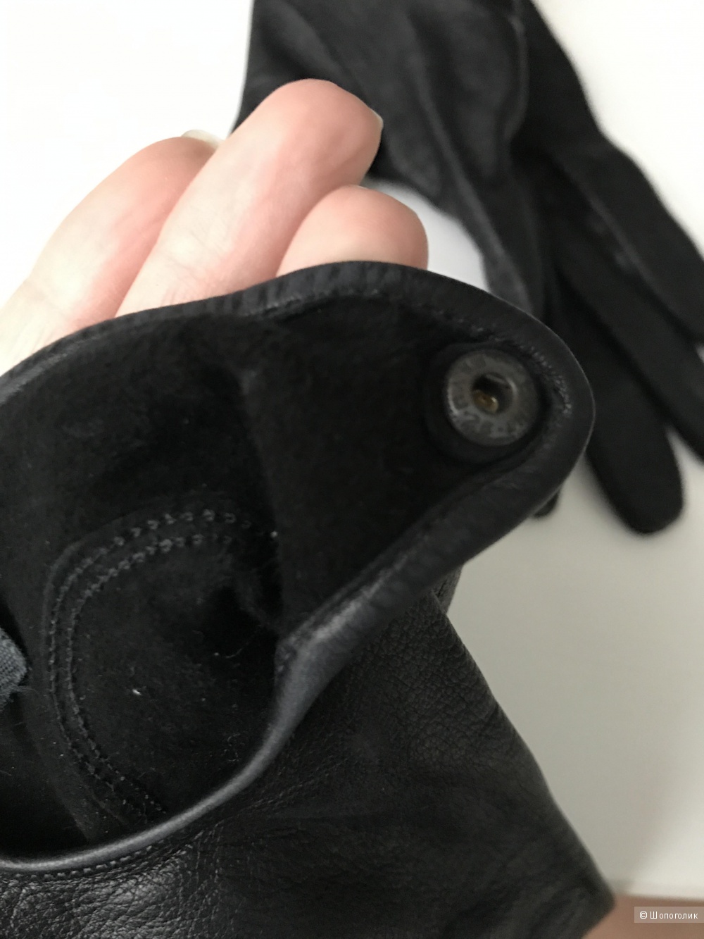 Черные перчатки из натуральной кожи no name размер 7