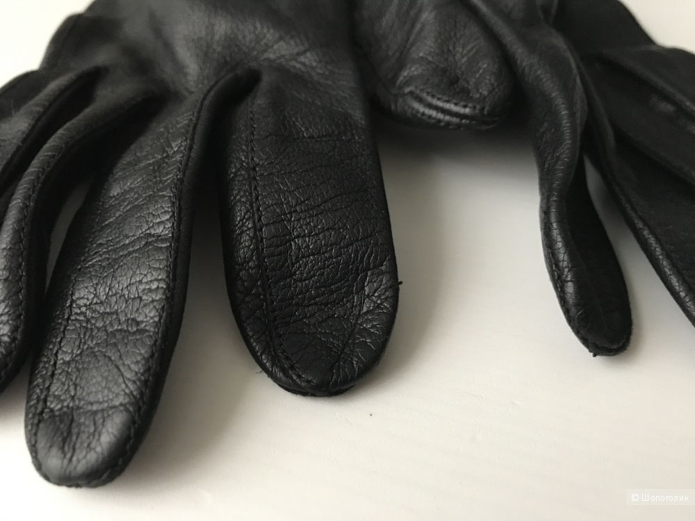 Черные перчатки из натуральной кожи no name размер 7