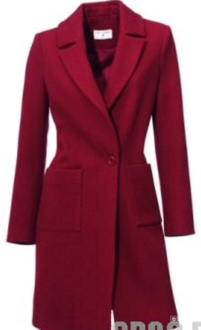 Пальто бордовое Heine 30% шерсти 48-50 размер