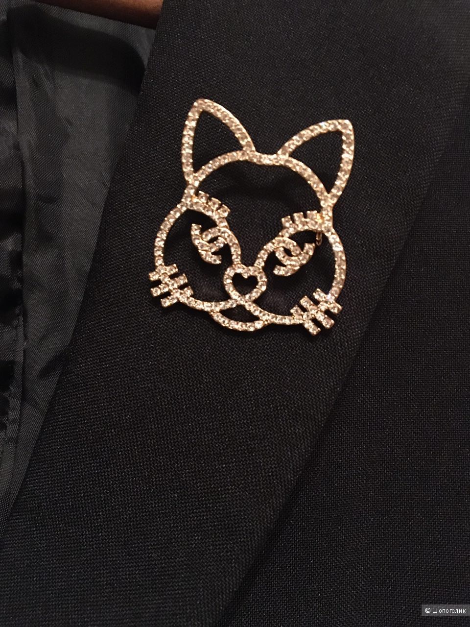 Брошь Chanel crystal cat, реплика