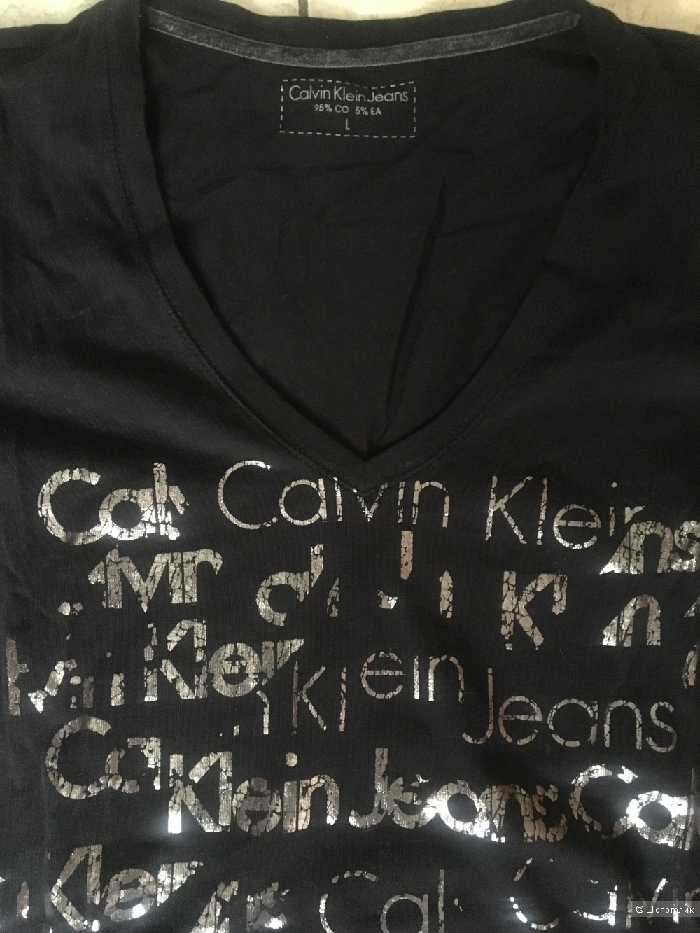 Черный лонгслив Calvin Klein Jeans размер L