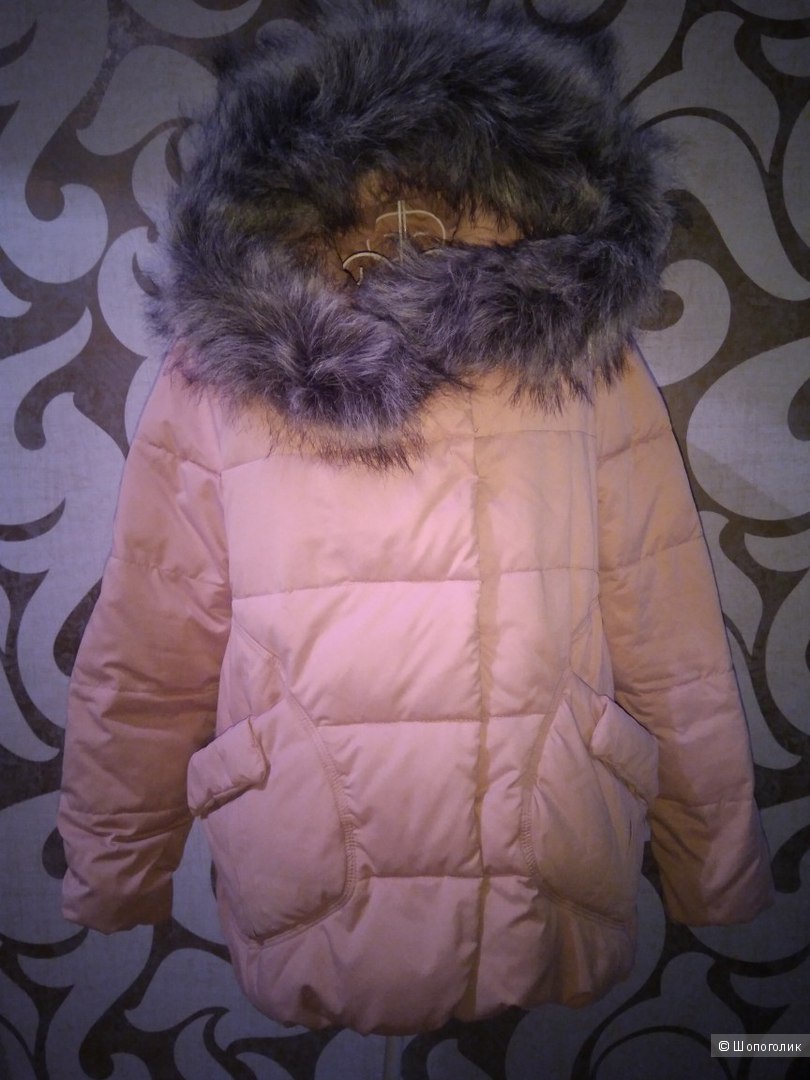 Розовая зимняя куртка пуховик (пух+перо)  ,размер L ( идет на 44-46)