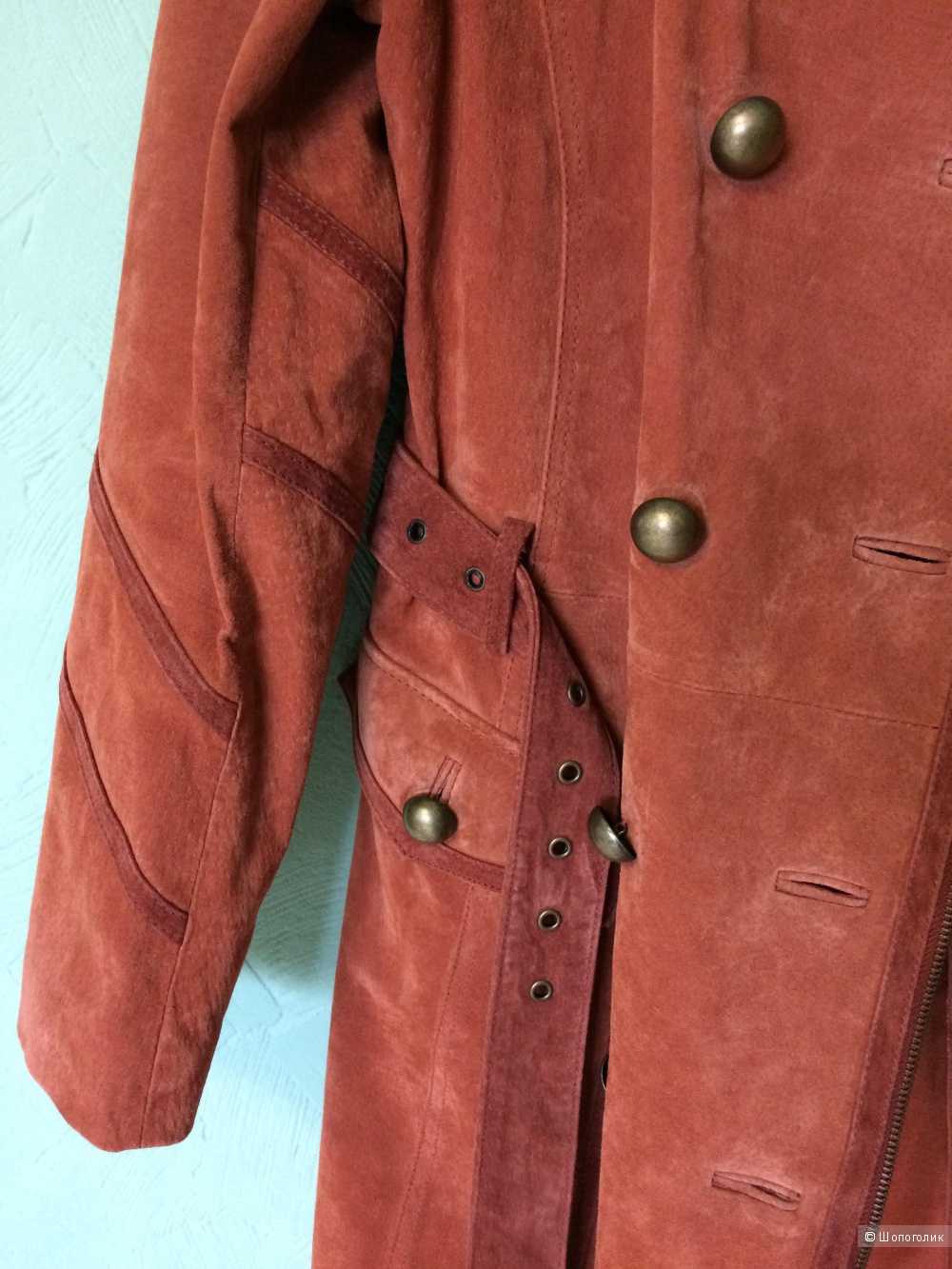 Пальто тренч замшевый кирпичный 48-50 размер