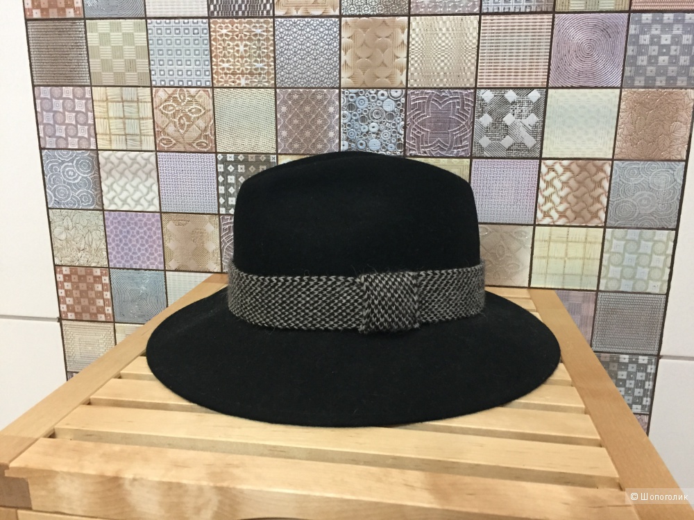Шляпа Catarzi с широкими полями и твидовой лентой,58 см