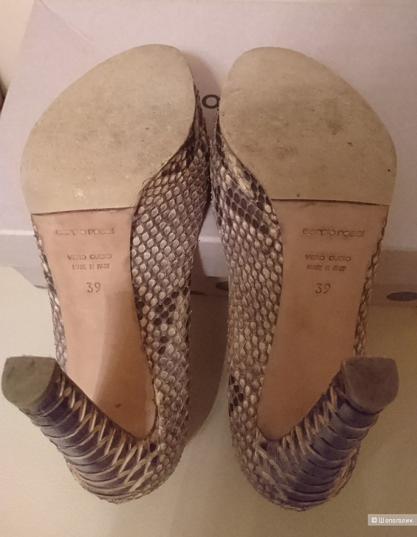 Туфли Sergio Rossi, размер 39 IT, кожа питона, пр-во Италия