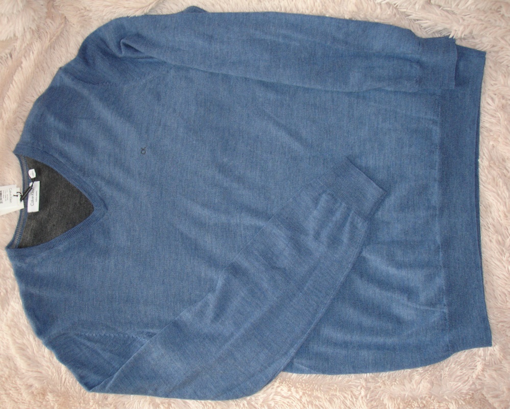 Мужской свитер Calvin Klein, размер XL, 100% шерсть merino