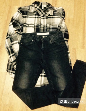 Комплект, джинсы(скинни)+рубашка, H&M, разм. XS